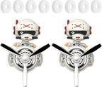 2Pcs Car Air Fresheners, Cute Bear Pilot Automotive Air Outlet Creative Car Perfume Diffuser, Automotive Accessories Air Vent Decoration with 8 Fragrant Tablets (White 1+White 1)