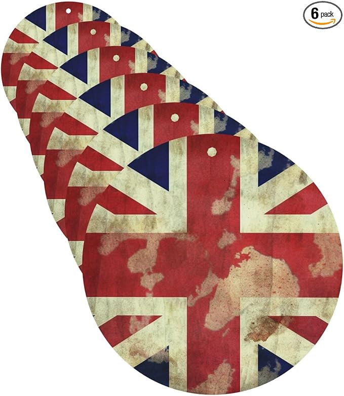 6 Pcs Car Air Fresheners Hanging Scented Cards for Car Fresheners Vintage Union Jack British Flag Car Aromatherapy Tablets Funny Hanging Air Freshener for Car Rearview Mirror Pendant