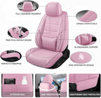 Car Seat Covers Full Set Custom Fit for Ford Bronco 4-Door/Bronco Sport 2021-2025 - Premium Leather with Lumbar Support, Breathable, Anti-Slip & Excellent Seating Experience (Pink, Full Set)