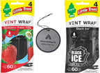 Little Tree Vent Warp 4 pack -Black Ice | New Car Scent | Vanillaroma AHSR Products Bundle Prefect for Cars, Trucks, RV, Long Lasting Scent