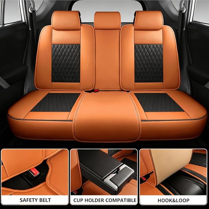 Car Seat Covers Full Set Custom Fit for Buick Encore GX 2012-2026 - Premium Faux Leather with Lumbar Support | Breathable, Waterproof, Anti-Slip, Durable (Black&Brown,Full Set)