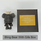 Handmade Bling Rhinestone Bear Car Air Freshener Cute Ornaments Car Vent Clips Accessories Perfume Clip Aromatherapy Diffuser Fragrance Cotton Pad Car Interior Decoratio Women Girl (Black)