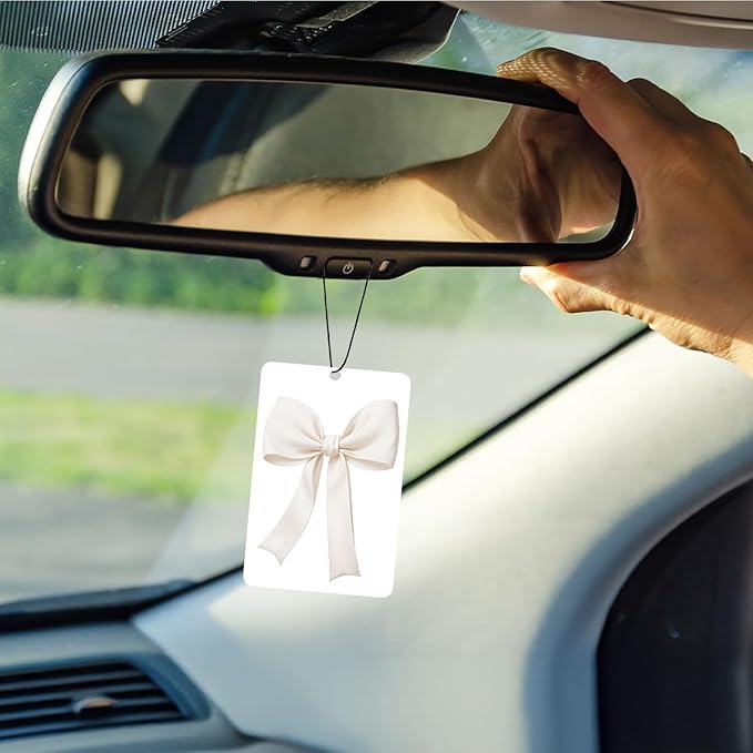 Pastel Coquette Bow Lavender Car Air Freshener 3 Pcs, Aesthetic Preppy Girly Ribbon Bow Air Freshener Hanging Decor for Cars Closet Drawer Books, Cute Accessories Gifts for Women Girls