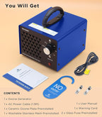 ONAMOR Ozone Generator Odor Eliminator 70000mg, High Capacity Ozone Machine Odor Removal Up to 6000 Sq.Ft, Ozone Ionizer Ozonator for Smoke, Car, Basement And Pet Room, Blue