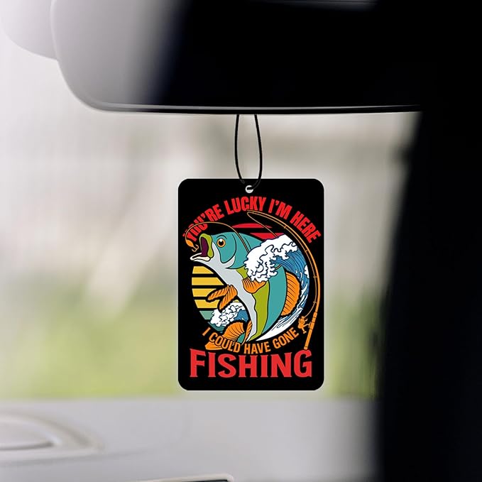 5pcs Gone Fishing Car Air Freshener Funny Car Accessories Automotive Interior Hanging Scents Mirror Decor for Men Teen Boys Fishermen Gifts