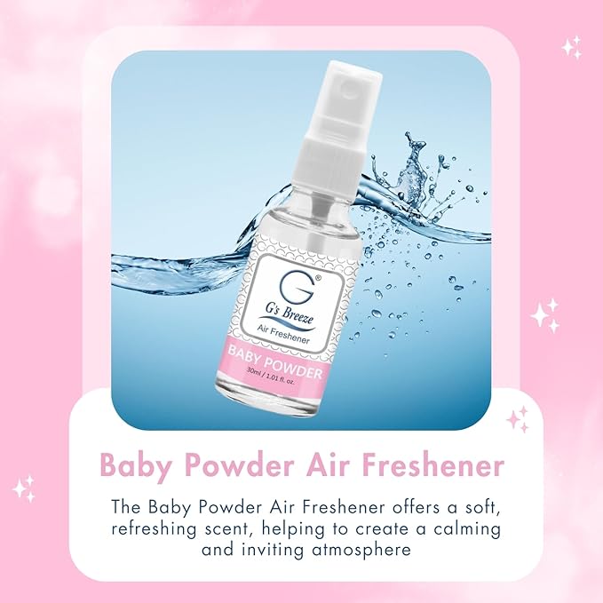 G's Breeze Baby Powder Air Freshener - Soft & Soothing Fresh Baby Powder Scent - Ideal for Nurseries, Bedrooms, Living Rooms & More - Elevate Your Space with Comforting Aroma