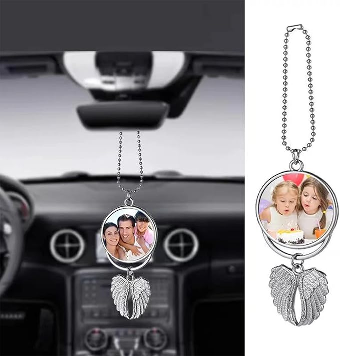 Personalized Photo Car Hanging Decor Accessories, Double-Sided Custom Picture Car Air Freshener Ornament, Car Charms for Rear View Mirror (No Scent)