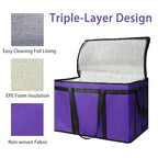 Bodaon 4-Pack Cooler Insulated Food Delivery Bag, Rideshare Delivery Bag, XXX-Large Thermal Bags for Catering/Hot Pizza, Travel/Camping/Picnic/Grocery Reusable Warmer Frozen, Purple-Black Edge