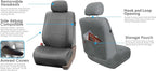 FH Group Classic PU Leather Pair Set Car Seat Covers, Airbag Compatible with Gift - Universal Fit for Cars Trucks & SUVs (Solid Gray) PU002102