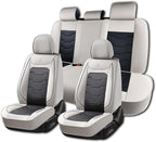 Gray Car Seat Covers Complete Set, Universal Car Seat Covers for Cars, Premium Waterproof Leather, Protect & Upgrade Car Interiors, Airbag Compatible, Easy to Install & Clean Up