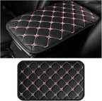HZEL Car Center Console Cushion Pad, PU Leather Vehicle Armrest Protection Cover, Waterproof Automotive Interior Arm Rest Seat Box Mat Accessories, Universal for SUV, Sedan, Truck (Black/Pink)