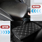 Car Center Console Cushion Pad, PU Leather Vehicle Armrest Cover Protector, Anti-Scratch Automotive Interior Arm Rest Seat Box Mat Accessories, Universal for SUV Sedan Truck (Black/Gray)