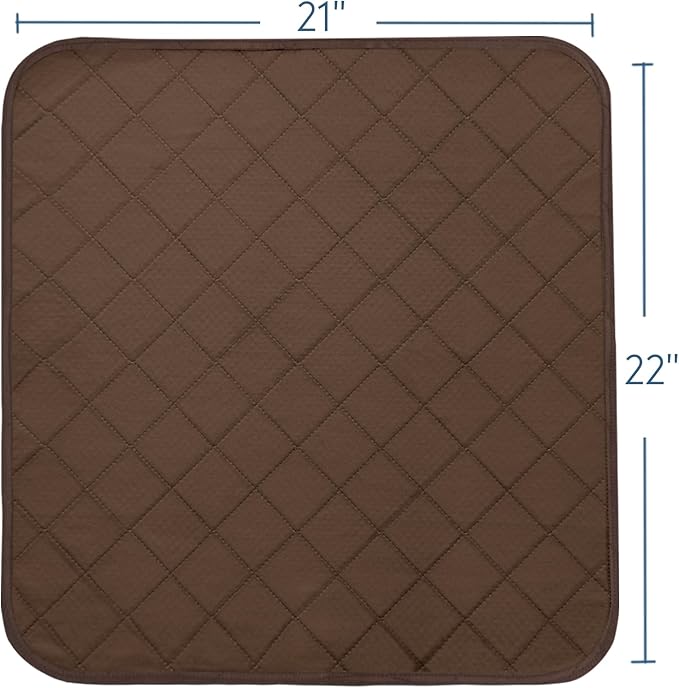 Waterproof Chair Pads for Incontinence, 4 Pack Reusable Seat Protector Pads 22" x 21", Absorbent Wheelchair Pad Covers, Washable Chair Pads for Adults, Kids & Pets - Brown
