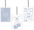 Coquette Blue Bow Cherry Lavender Car Air Freshener 3 Pcs, Preppy Girly Poker Ribbon Cherry Air Freshener Hanging Decor for Cars Closet Drawer Books, Cute Accessories Gifts for Women Girls