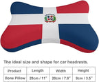 Headrest Pillow for Car Seat, 2 Pcs Memory Foam Neck Support Pillow for Neck Pain Relief, Compatible with Dominican Republic Flag Car Office Soft Travel Pillow for Sleeping and Resting