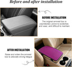 Car Center Console Cover, PU Leather Vehicle Armrest Seat Box Cover Protector, Comfortable Automotive Interior Arm Rest Cushion Pad Accessories, Universal for SUV Sedan Truck (Purple)