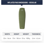Sea to Summit Camp Plus Self-Inflating Foam Sleeping Mat for Camping - Tapered - Regular (72 x 22 x 2.6 inches)