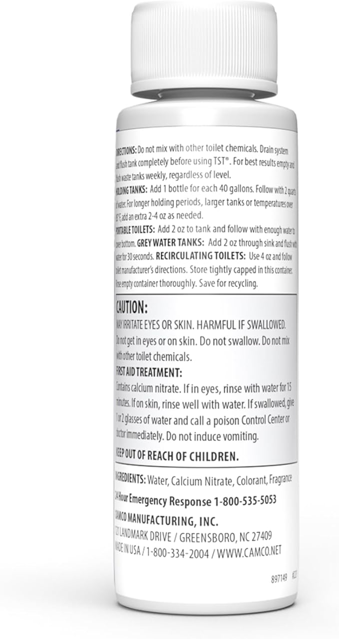 Camco TST MAX RV Toilet Treatment - Formaldehyde Free - Breaks Down Waste And Tissue - Septic Tank Safe - Treats up to 8-40 Gallon Holding Tanks -Lavender Scent, (8) 4 oz Bottles (41551)