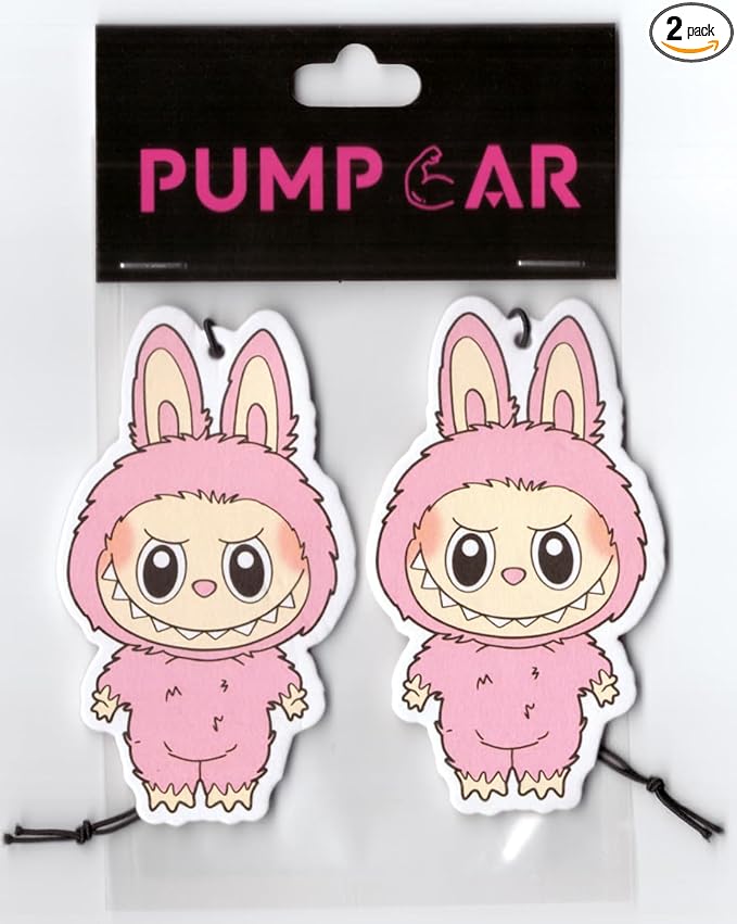 PumpCar car air freshener 2-piece double-sided The Monsters hanging cherry-scented for rearview mirror Car Interior Accessories Household Gifts (lychee berry, Cherry)