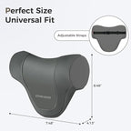 Coverado Car Headrest Pillow, Ergonomic Memory Foam Car Neck Pillow for Driving Seat with Adjustable Strap, Soft PU Leather Breathable Removable Cover Neck Support for Neck Pain Relief - Gray