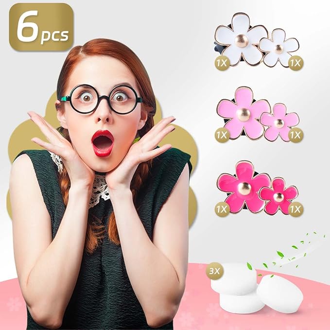 OBTANIM 6 PCS Car Air Vent Clips Colorful Daisy Flower Car Air Freshener Clip Air Conditioning Outlet Clip for Car Interior Decoration Accessories (2 Size, White, Pink, Red)