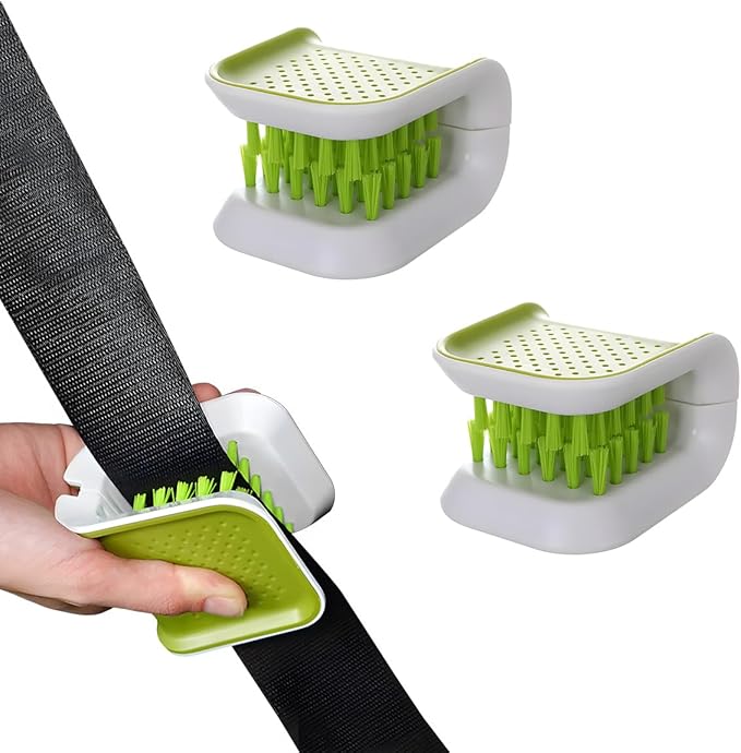 Car Seat Belt Cleaning Brush, U-Shaped Auto Interior Washing Brush with Double-Sided Bristles, Closeable Safety Belt Bristle Scrubber Cutlery Cleaner Brush for Car Home (2 PCS)