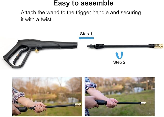 Pressure Washer Gun with Foam Cannon, Max W.P. 2320PSI, B.P. 5000PSI, M22-14mm & M22-15mm Fitting, 4 Stainless Steel Nozzle Tips & Holder, Replacement for Ryobi, Greenworks, and More