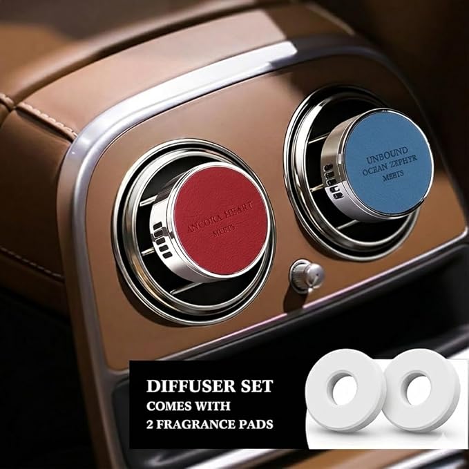 Luxury Leather Car Air Freshener Vent Clip, Premium Metal Vent Clip Design, Multi-Color for selection, Fit for Horizontal/Vertical Vents, Long Lasting for Car Interior.