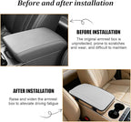 Car Center Console Cover, PU Leather Vehicle Armrest Seat Box Cover Protector, Comfortable Automotive Interior Arm Rest Cushion Pad Accessories, Universal for SUV Sedan Truck (White)