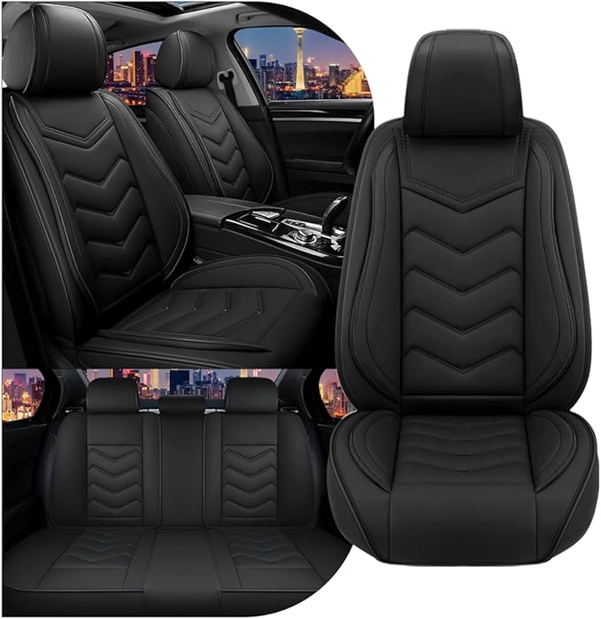 CTDS Car Seat Covers for Chevy Malibu 2000-2026, Stylish Sport Seat Cover, Premium Nappa Leather Car Seat Cover. Automobile Seat Covers Sets.(Standard 5 Seats/Pure Black)