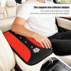 Bling Car Center Console Cover, Crown Crystal Rhinestones Vehicle Armrest Mat Protector, Anti Slip Sparkling Automotive Arm Rest Seat Box Cushion Pad Decor Accessories, Universal Fit (Red)