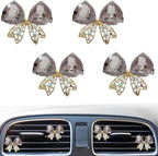 4 Pcs Bling Diamond Crystal Bow Vent Clips Car Interior Air Fresheners Automotive Rhinestone Decoration Adapt for Women and Girl (Black)