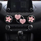 Bling Heart & Daisy Air Vent Clips, 4 Pcs Pink Heart & Flower Car Air Fresheners Vent Clips Diffuser Vent Clip Rhinestone Diamond Decoration Car Interior Decor Cute Accessories for Women