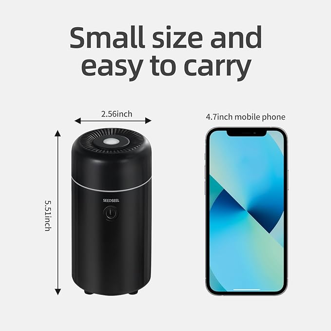 Car Aromatherapy Diffusers for Essential Oils，Mini USB Air Scent Small Humidifier with 7-LED Color Changing for Car Room Home Office Bedroom