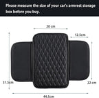 Car Center Console Cover,Leather Armrest Cover Cushion with 2 Storage Bags Universal Car Armrest Seat Box Pad Car Interior Accessories Protector for Most Vehicle(Black)