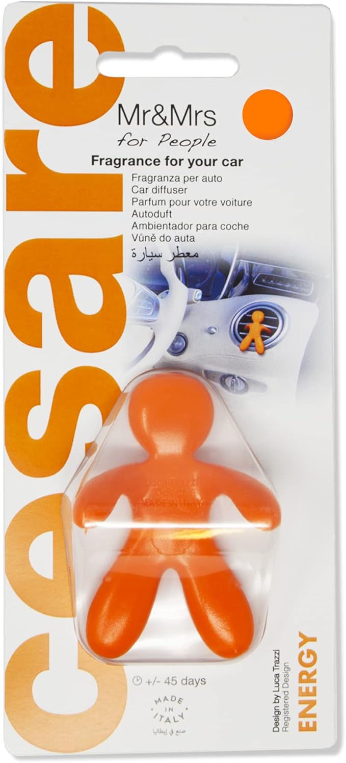 Cesare Car Air Freshener Energy Fragrance Orange Long Lasting 45 Days Air Vent Clip Uses Alcohol-Free Fragrance Oil Non-Toxic EVA Material