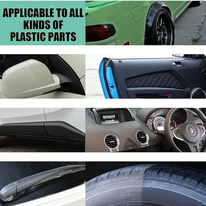 RJDJ Plastic Restorer for Cars, Trim & Exterior – Plastic Revitalizing Coating Agent, Restores Faded Plastic, UV Protection, Car Shine Refurbishing Solution (30ml-4pcs)