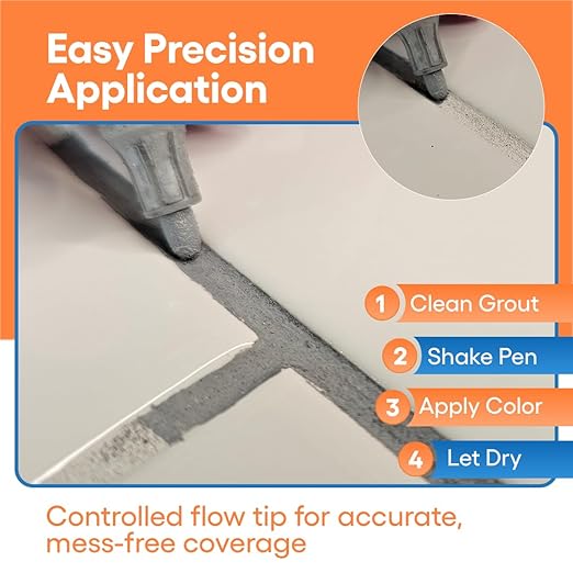 Light Gray Grout Paint Pen Tile Grout Colorant & Sealer Marker, Quick-Dry, Ideal for Bathroom, Shower, Kitchen Tiles Restores Grout Lines, 3 Adjustable Tips (2-3 mm) 2 Pack
