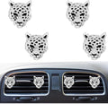 4 Pcs Bling Leopard Air Vent Clips, Crystal Car Air Fresheners Vent Clips Diffuser Rhinestone Leopard Decoration Car Interior Decor Bling Accessories for Women (White)