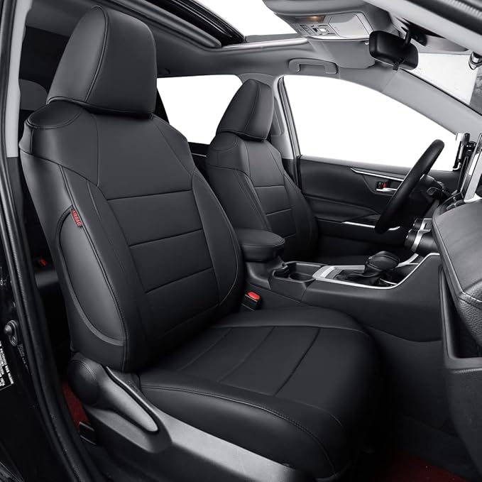 coverdream Custom Seat Covers Compatible with Select Toyota RAV4 LE 2013 2014 2015 2016 2017 2018 Models - Leatherette (Black,Full Set)