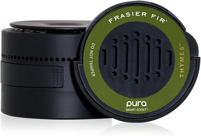 Thymes Pura Car Diffuser Refills – 2 Pack of Vehicle Air Fresheners – Air Freshener Car Accessories for Women & Men – Notes of Siberian Fir, Cedarwood & Sandalwood (Frasier Fir, Pack of 2)