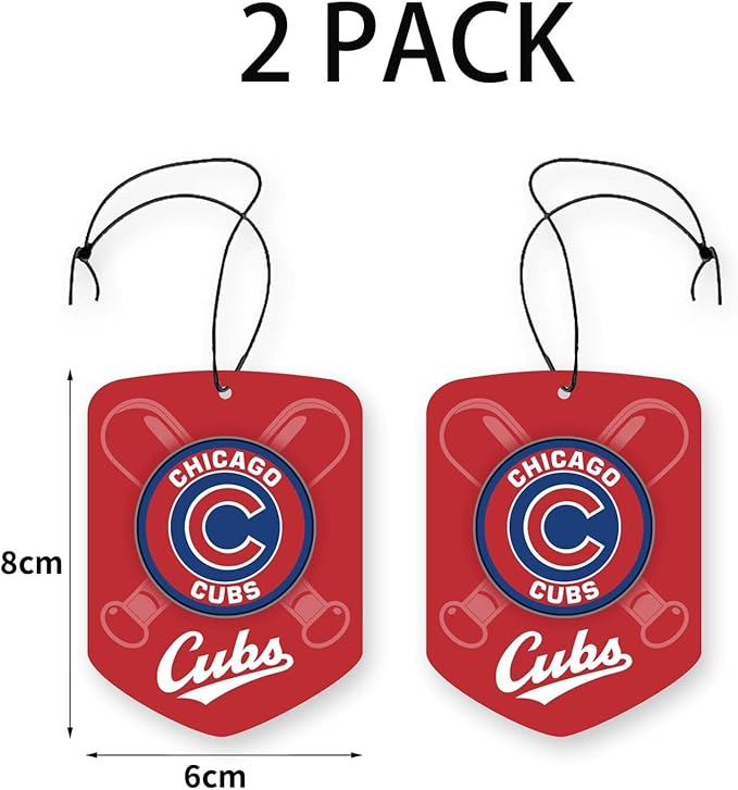 2 Pack MLB Cubs Car Air Freshener - Licensed Hanging Scented Air Freshener, Red Shield with Chicago Cub, Sports Fan Auto Fragrance for Car, Truck & Home