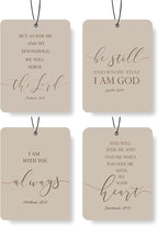 Christian Scripture Car Air Freshener 4Pcs, Inspirational Bible Quotes Hanging Scents,Coffee Color Bible Quote Gift Air Freshener Hanging in Car Wardrobe Drawer or Book.