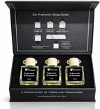 Gift Paradise® Cedarwood & Bergamot Car Air Freshener Set of 3, 10 ml Hanging Diffuser Bottles with Wooden Caps, Magnetic Gift Box, Woody Citrus Car Fragrance