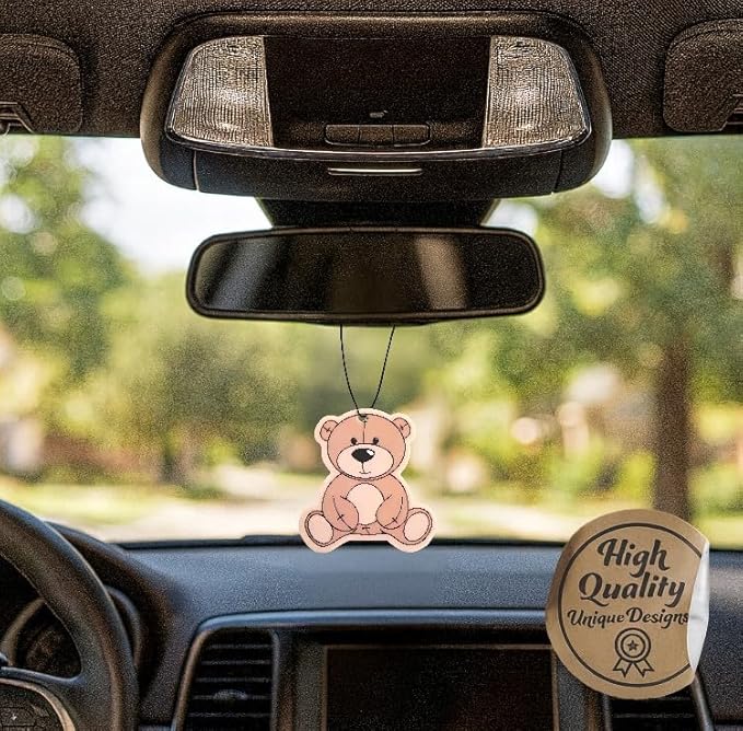Fresh Fresheners Cute Funny Car Air Fresheners 4 Pack Scented With Premium Oils (Teddy Bear)