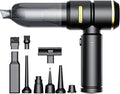 Handheld Car Vacuum Cleaner with Multiple Nozzles, Powerful Portable Design, Black with Gold Accents, Includes Brush and Crevice Tools