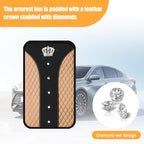 Bling Car Center Console Cover, Crown Crystal Rhinestones Vehicle Armrest Mat Protector, Anti Slip Sparkling Automotive Arm Rest Seat Box Cushion Pad Decor Accessories, Universal Fit (Beige)