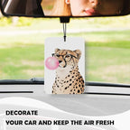 Trendy Leopard Print Car Air Freshener 3 Pcs, Funky Y2k Girly Pink Bubblegum Cheetah Decor for Cars Closet Drawer Books Accessories Gifts