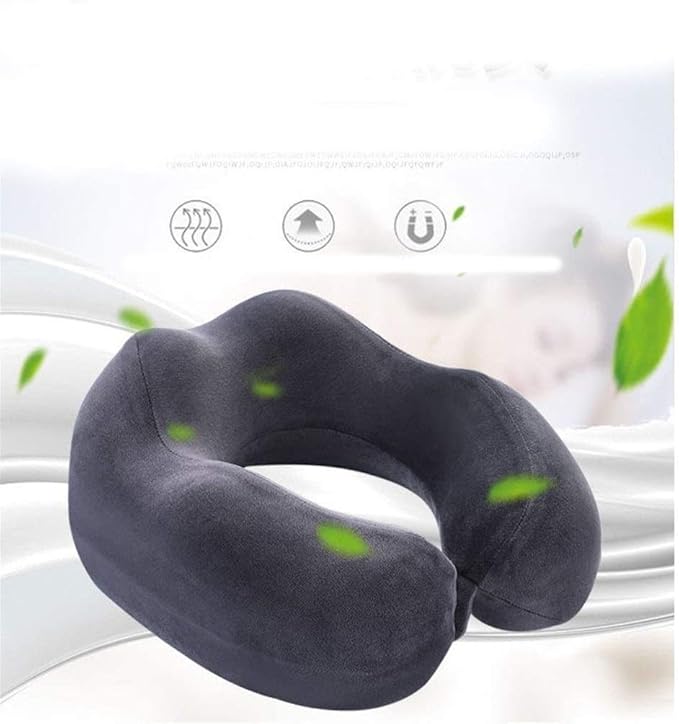 Travel Neck Pillow Sleep Kit - 100% Memory Foam Travel Pillow, Car Airplane Travel Pillow Neck Pillow Nap Lunch Break Student Memory Foam U-Shaped Pillow (Color : Black)