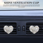 4PCS Heart-Shaped Car Vent Clip with Rhinestone, Vent Clip Car Accessories, Sparkly Rhinestone Bling Diamond Freshener Holder, Air Conditioning Outlet Ornament for Women Girls (White, Style1)